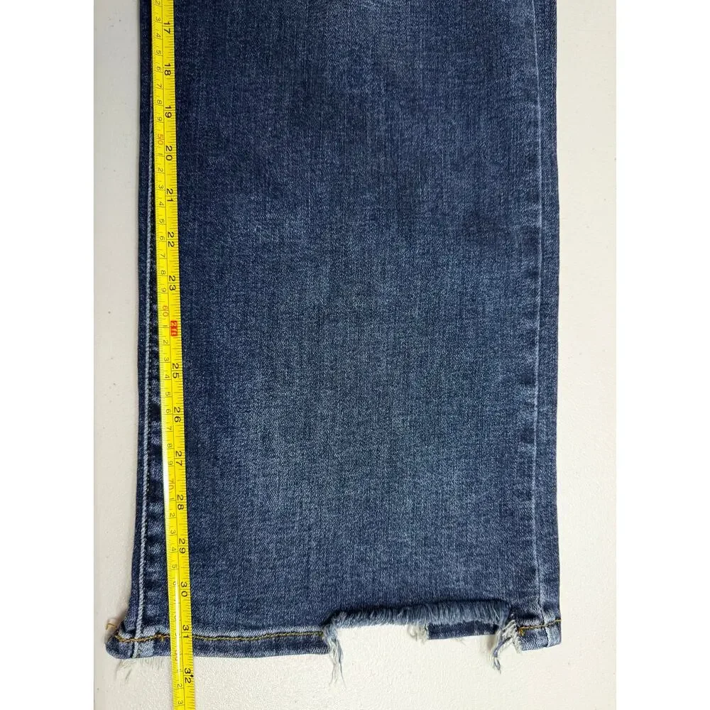 Judy Blue High Rise Straight Fit Distressed Jeans 18W Fray Hem Stretch Denim